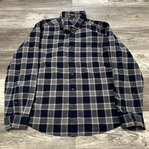 Eddie Bauer Flannel Blue Tartan Plaid Mens XL Classic Fit Work Button Down Shirt